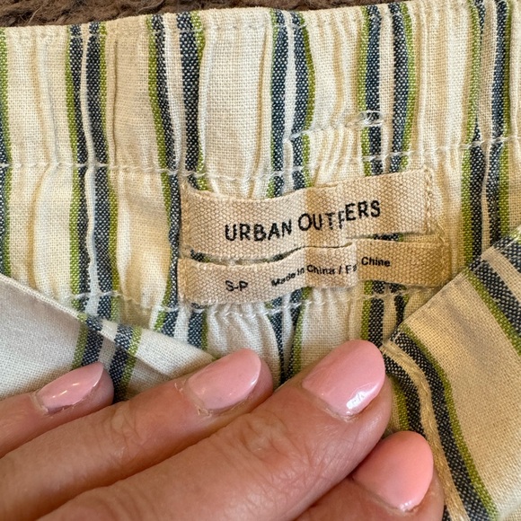 Urban Outfitters Sloan High Rise Tapered Linen Blend Crop Striped S - Picture 3 of 9